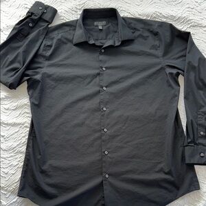 Alfani Black Dress Shirt Slim Fit Long Sleeve EUC XL